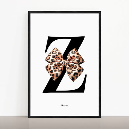 Personalized Leopard Print Bow Monogram Art