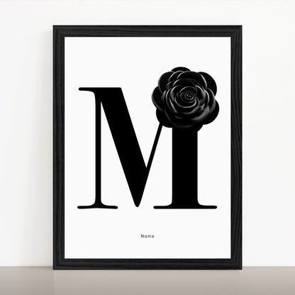 Custom Floral Monogram Print with Personalized Name
