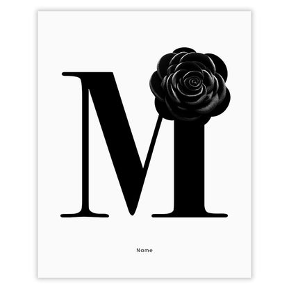 Custom Floral Monogram Print with Personalized Name