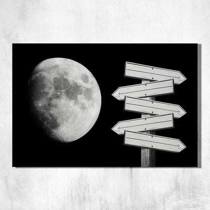 Moon Custom Signpost Canvas