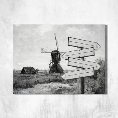 Rustic Windmill Custom Family Signpost Canvas