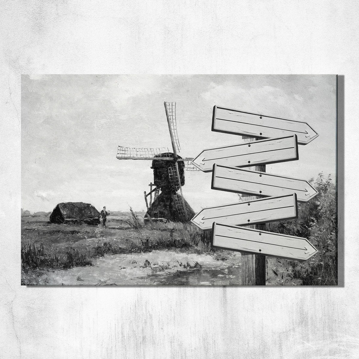 Rustic Windmill Custom Family Signpost Canvas