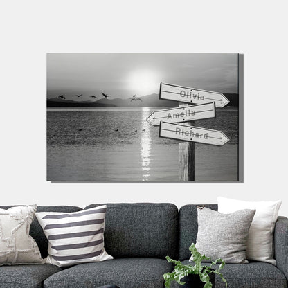 Tranquil Waters Personalized Signpost Canvas